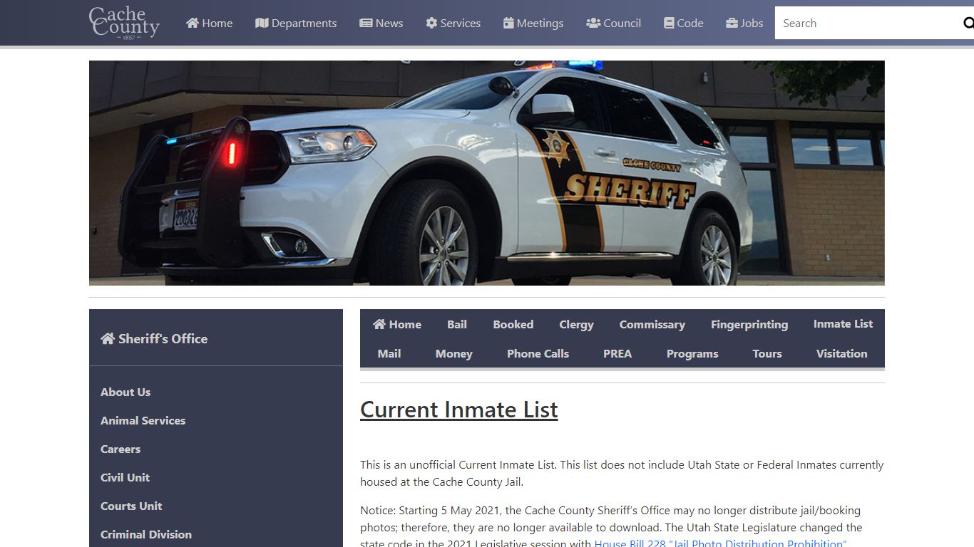 Official Site of Cache County, Utah - Inmate List